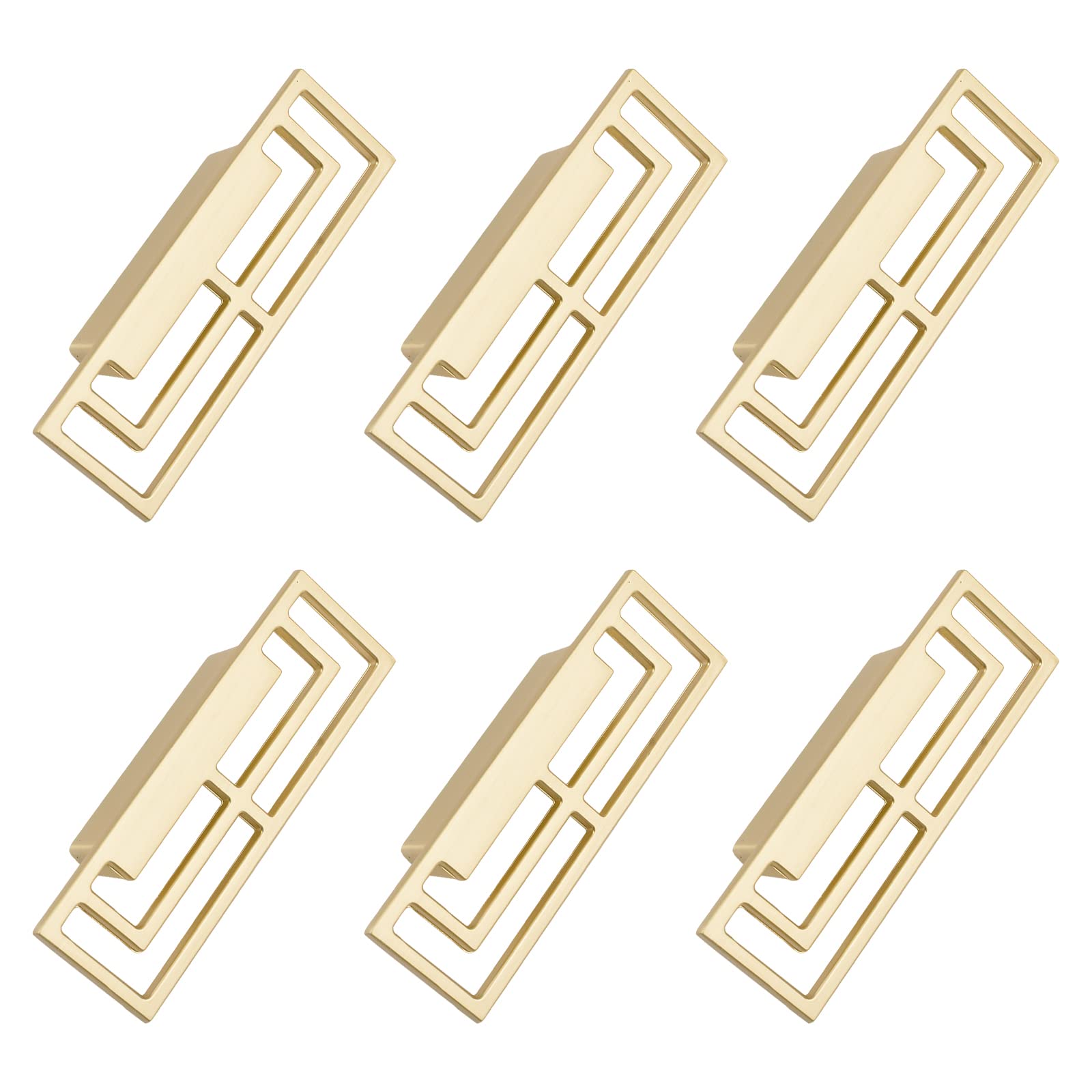 MOROBOR Chinese kast hardware handgrepen, 6 stuks goud geborstelde lade handgrepen, stijlvolle gouden koperen handgrepen moderne Chinese gunstige patronen dubbel gat 32 mm handvat