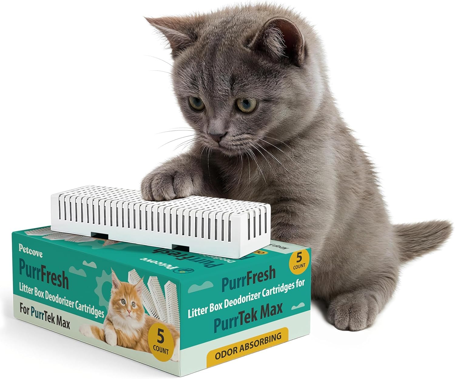 PetCove PurrTek Max Cat Litter Box Filters Replacements | Activated Charcoal Odor Absorber & Deodorizer Pods | Litter Box Filter Scent Eliminator | Precision Fit Filters for Hooded Boxes Long-Lasting