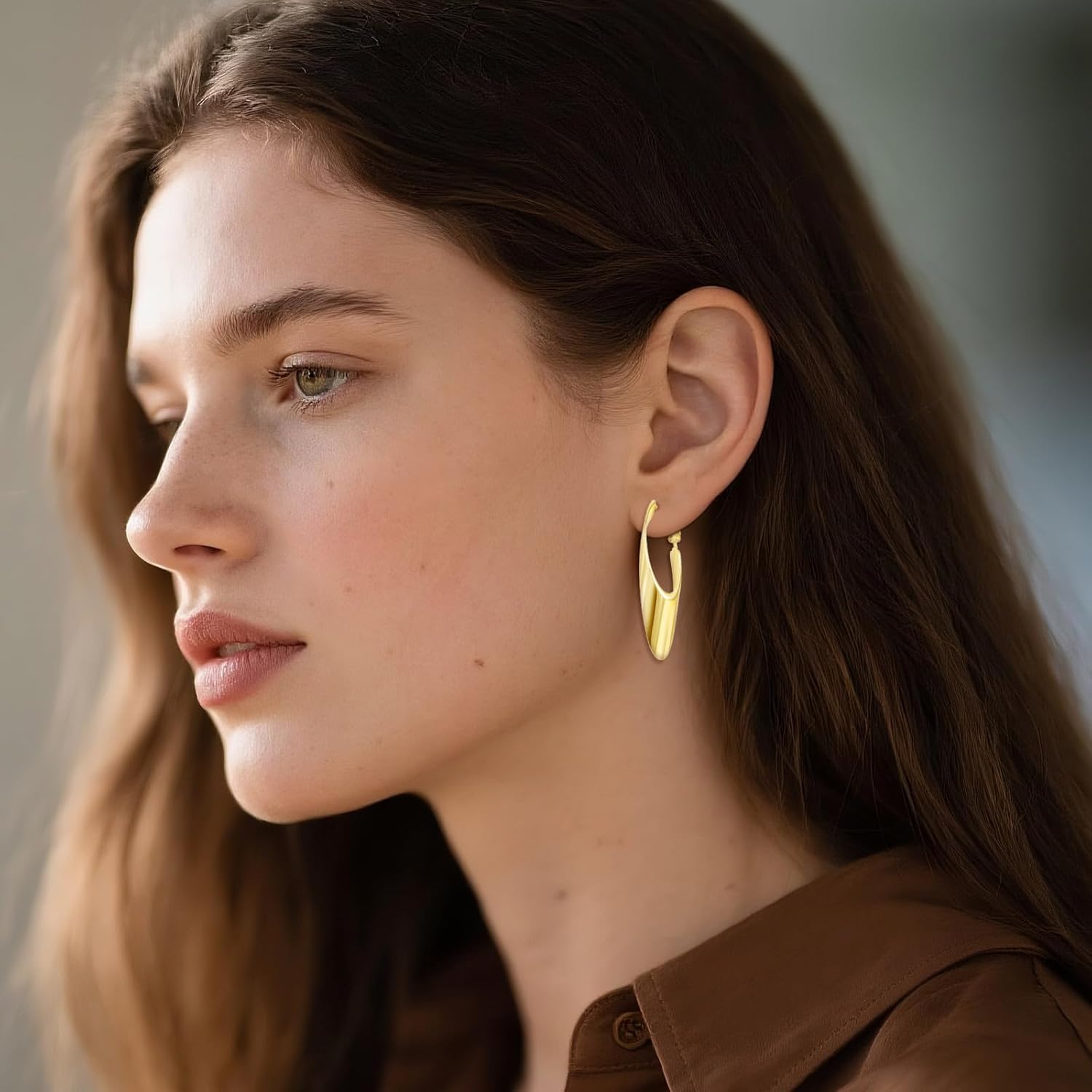 14K Gold Dangle Earrings Statement Chunky Gold Drop Earrings Trendy Hypoallergenic Jewelry Valentines Day Gifts for Women - Image 2