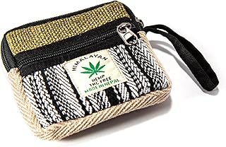 Himalayan Hemp Geldbörse – praktisches Portemonnaie aus Hanf, handgefertigt in Nepal. Jede Tasche ein Unikat mit 2 Reißverschlussfächern. Nachhaltiges Naturprodukt, kreatives Geschenk (Burlap Black)