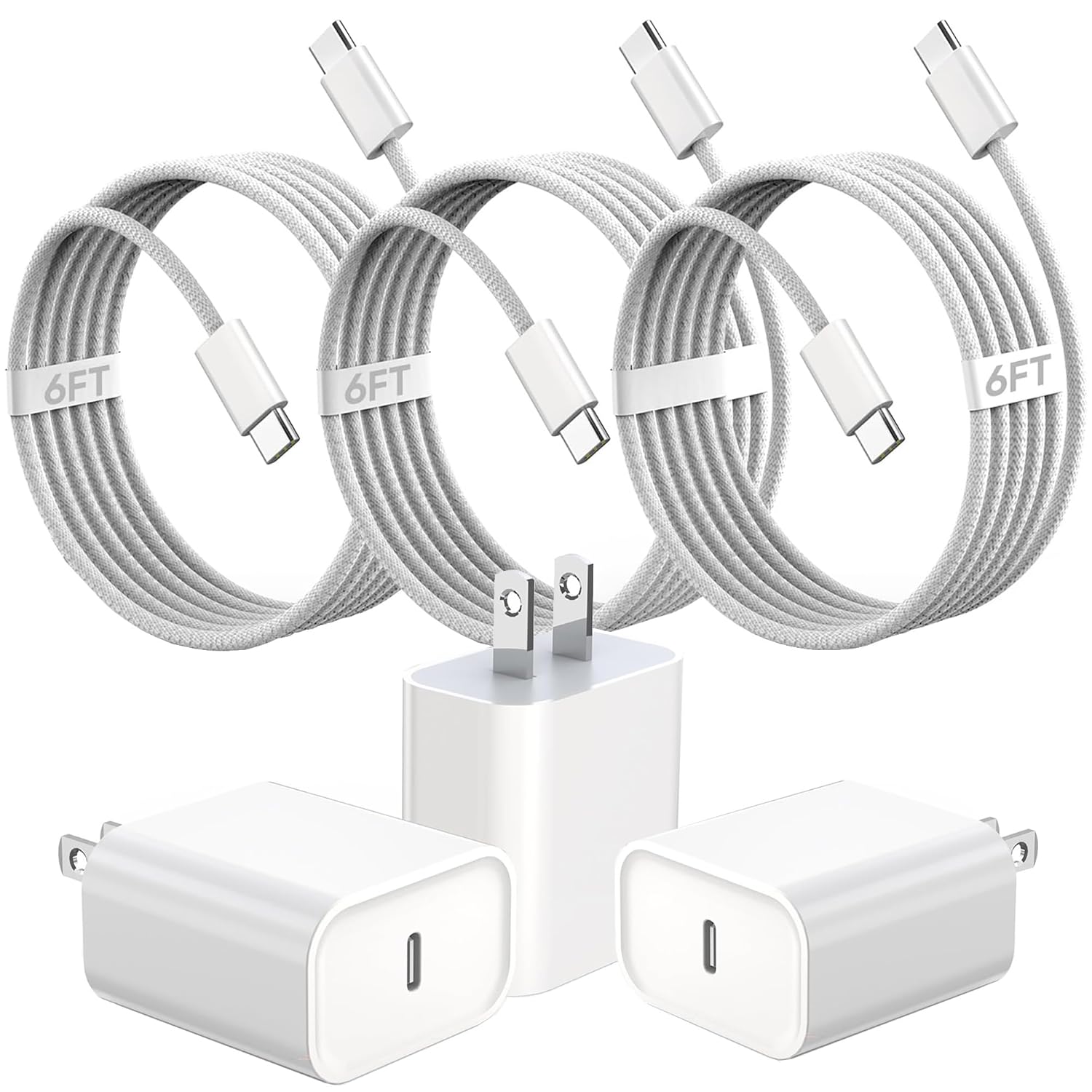 iPhone 17 16 15 Charger Fast Charging 20W Type C Charger Fast Charging with 6FT USB C Woven Cord for iPhone 17/17 Pro/17 Pro Max/17 Air/16/16e/16 Plus/16 Pro/16 Pro Max/15/15 Pro Max/iPad Pro/Air Pods