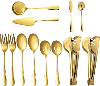 Gold Serving Utensils Set of 12, Stainless Steel Serving Sets with, 9.8'...
