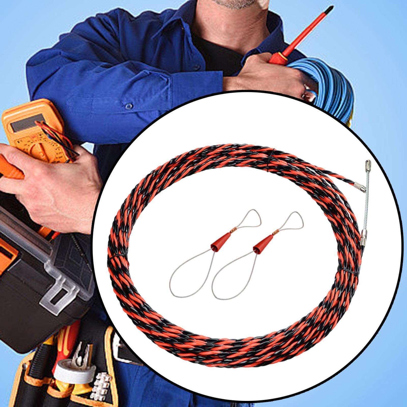 Dispositivo di guida per cavi elettrici,Rosso,20 metri | PVC che garantisce affidabilità durante le attività di trazione dei cavi elettrici. Estrattore elettrico per condotti,