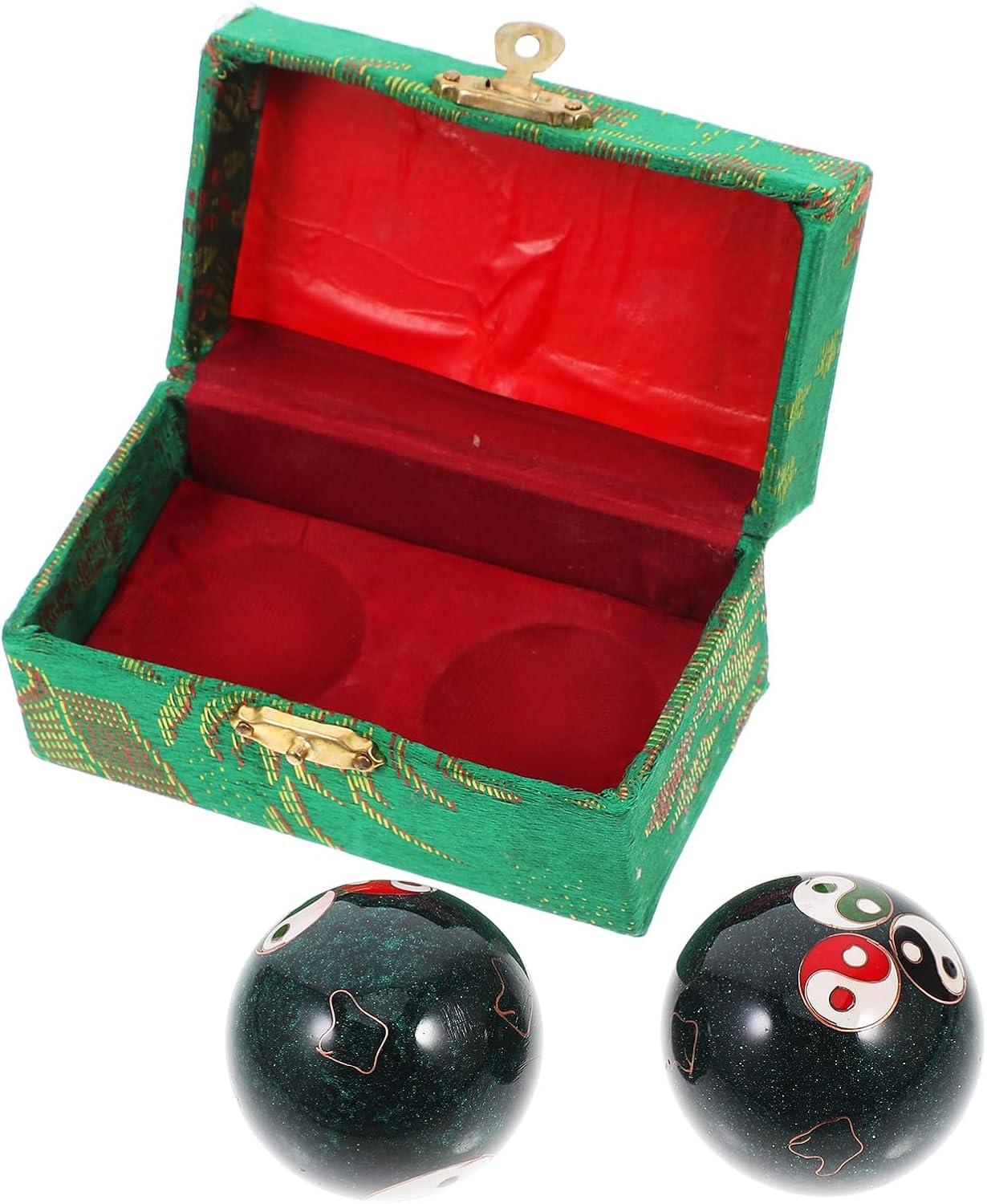 Fitness Handball Massage Balls 47mm Metal Rolling Hand Balls with Enamel Coating, Palm Therapy Stress Relief for Hand Exercise and Strengthening, 2pcs Set