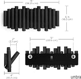 Umbra Picket Wall-Mounted Coat Rack Rail Hook with 5 Retractable Wood Pegs – Modern, Space-Saving Storage Organizer, Black - 3
