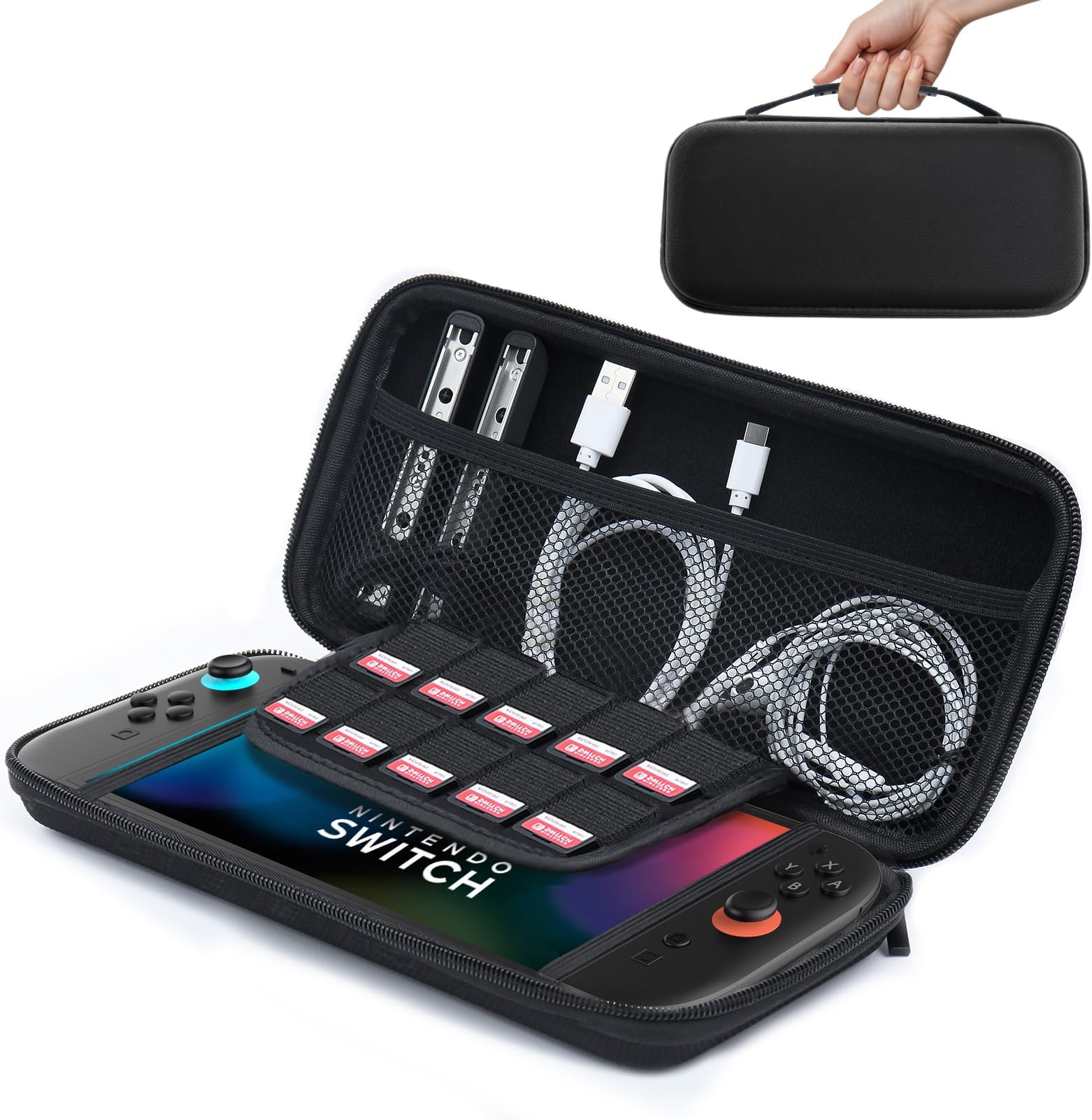 amCase Carrying Case for Nintendo Switch 2 [7.9''] 2025 - Protective Hard Shell Portable Travel Carrying Case Pouch for Switch Console and Accessories (Black)