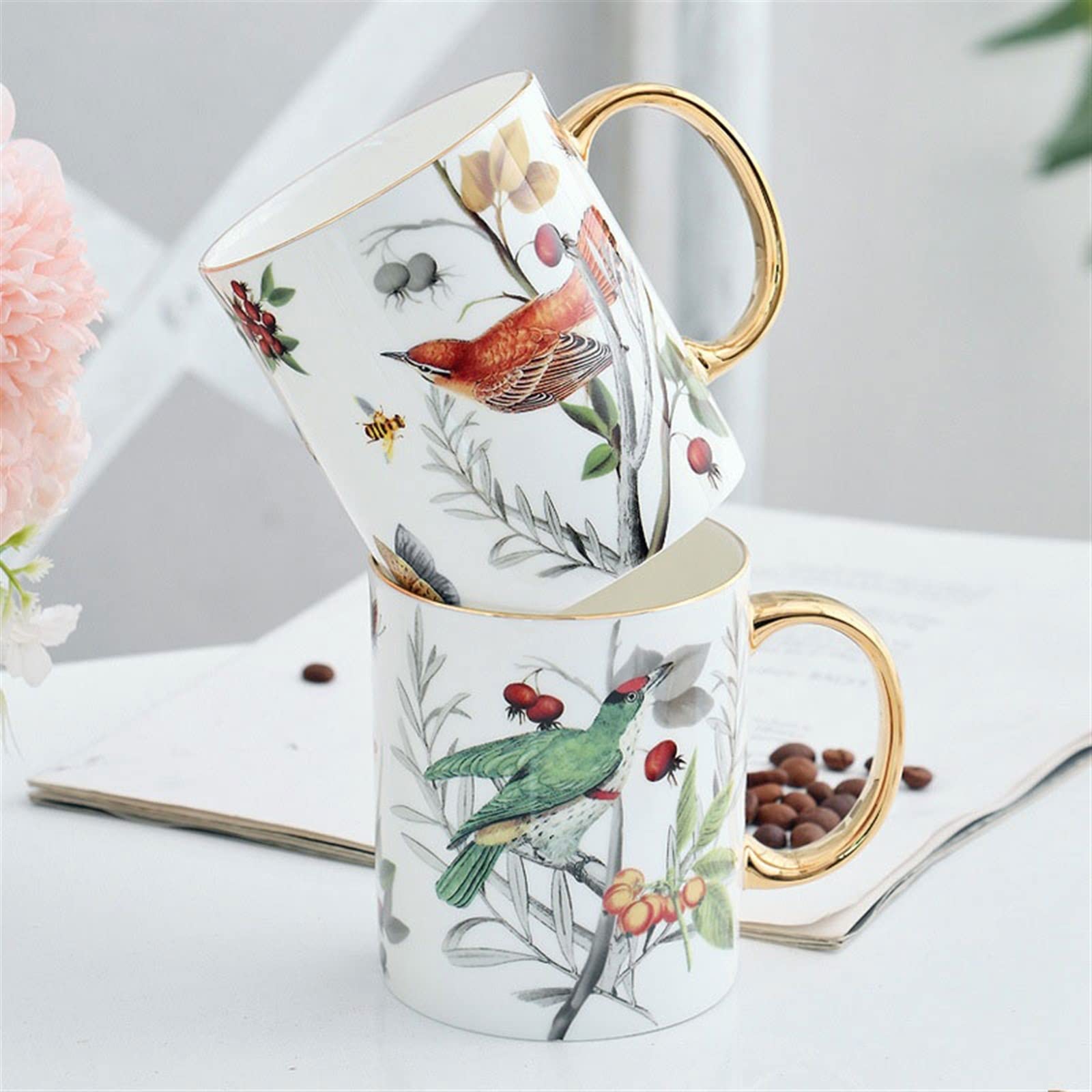 Ceramiczny kubek do kawy 300ML kreatywny ręcznie malowany kubek do picia kubek z porcelany kostnej biuro strona główna duża pojemność śniadanie kubek do mleka (B)