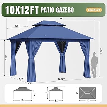 haco Amazon.com : AOXUN Outdoor Gazebo for Patio 10x12, Metal
