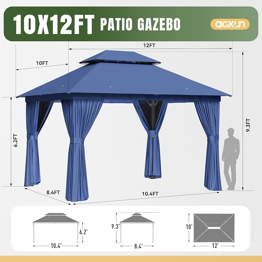 mokun (K624) Amazon.com : AOXUN Outdoor Gazebo for Patio 10x12, Metal