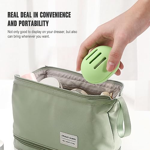 Miniatura 2 de FERYES Soporte para esponja de maquillaje  Estuche para licuadora de maquillaje de belleza ecológica inastillable para viajes, verde hierba
