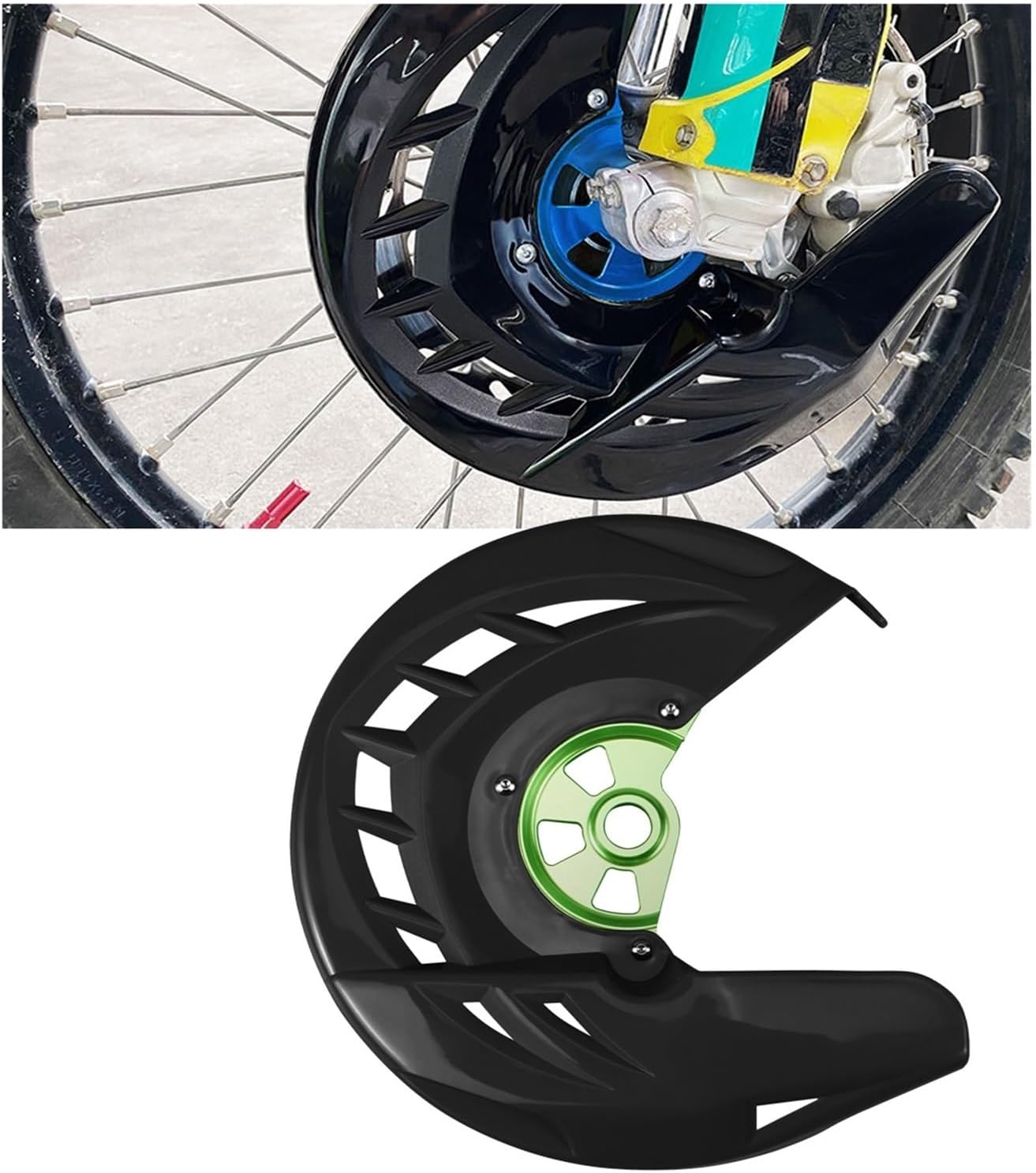 Compatible with KX250F KX450F KXF 250 450 2006-2018 KX125 KX250 2006-2008 KLX450R 2008-2015 Front Brake Disc Guard Cover(Green)