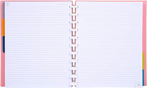 Vista 505 de Talia - Agenda personalizable con aros, (Fireworks Deep Lake, con discos Deep Lake, tamaño mediano (7.5 x 9.75 pulgadas).