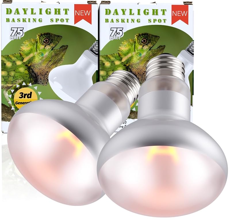 Lâmpada de Aquecimento para Répteis 75W com Luz UVA para Terrário ReptiKing, Pacote com 2
