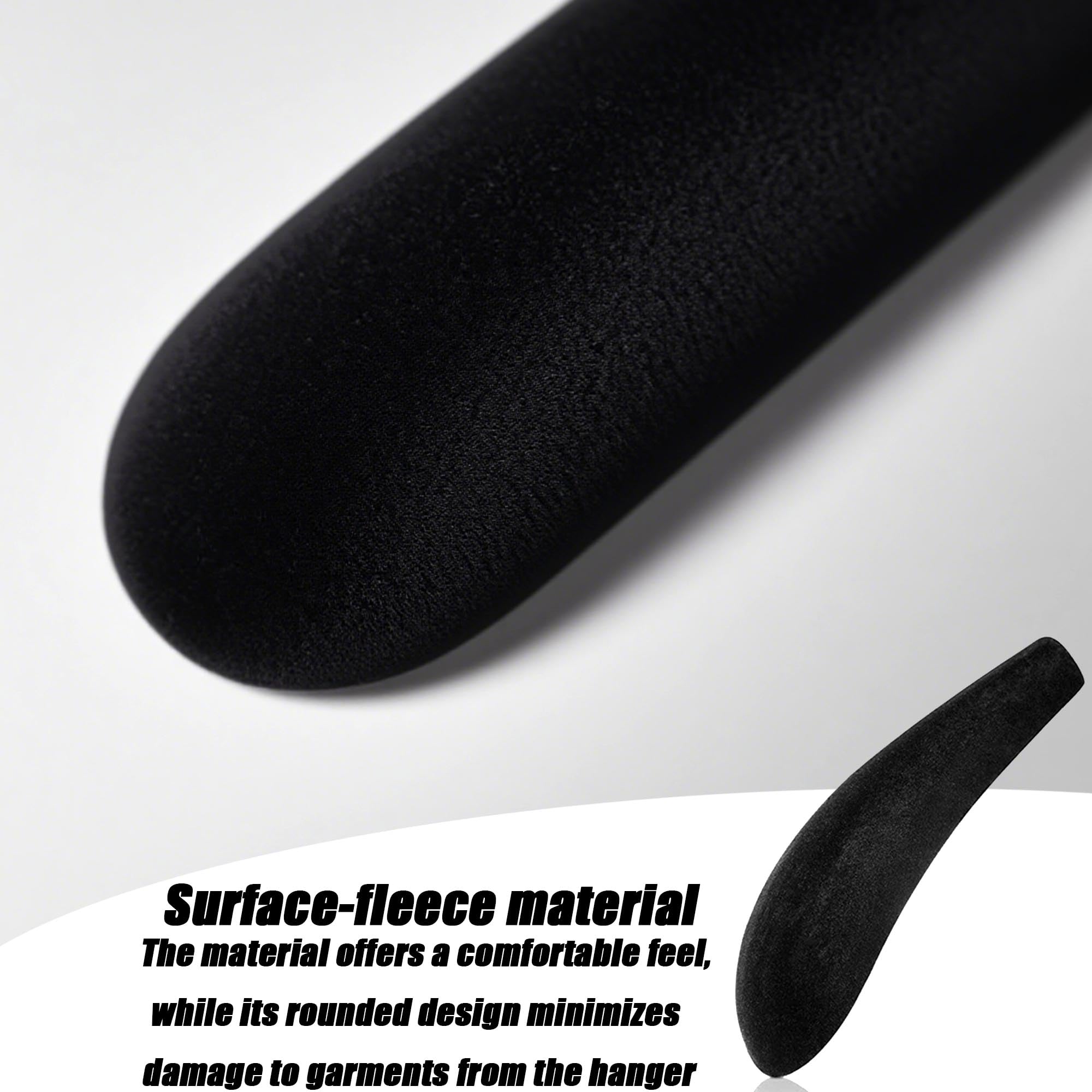 ZAHD 6 PCS Inserciones de perchas acolchadas flocadas Perchas flocadas con almohadillas antideslizantes para hombros soporte de espuma para hombros para suéteres trajes abrigos (Negro)