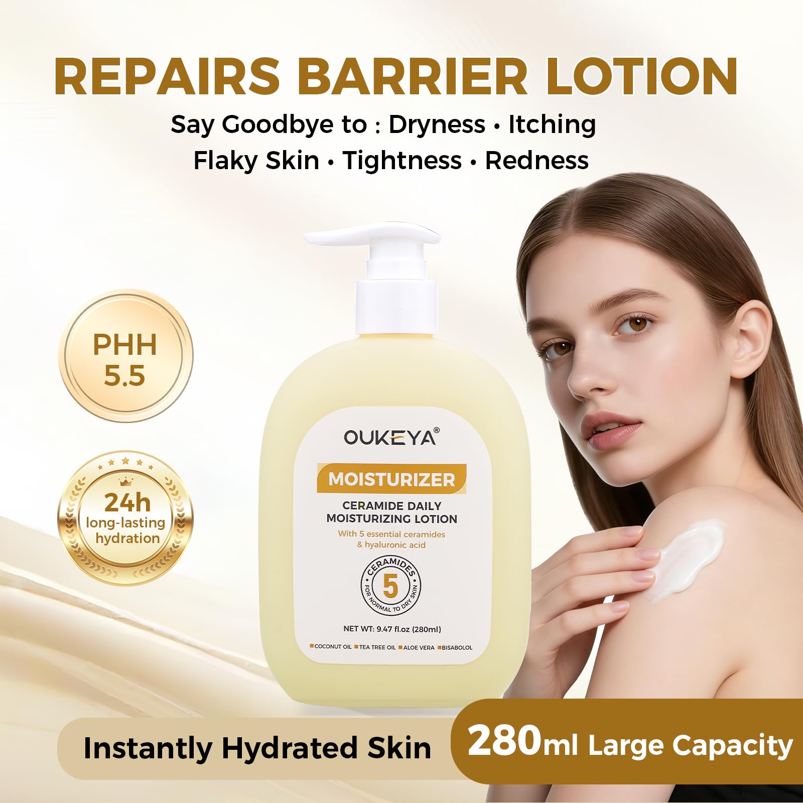 OUKEYA Balsam do ciała, 5 ceramidów, 280 ml
