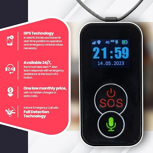 Miniatura 7 de Dispositivo de alerta médica celular para ancianos  Collar de botón de pánico portátil  Sistemas de alerta médica para personas mayores  Resistente