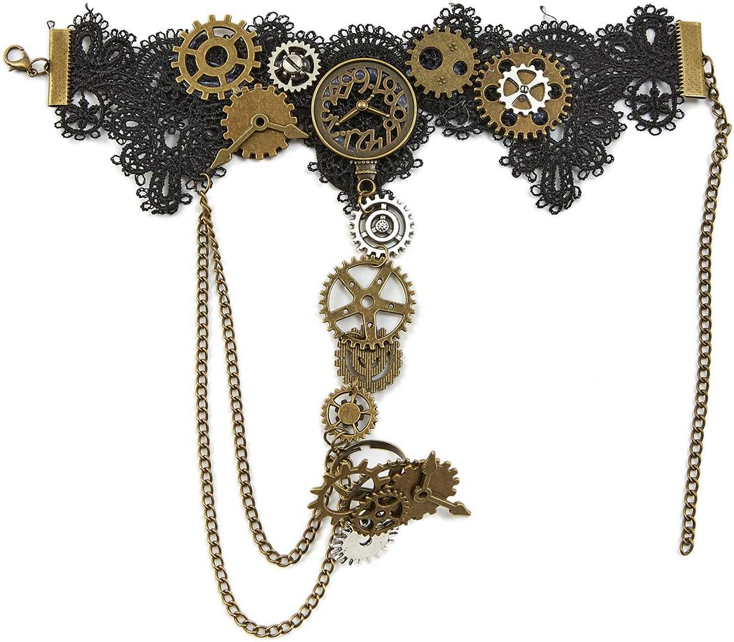KOGOGO Steampunk Lace Bracelet Lolita Wrist Cuff with Gears