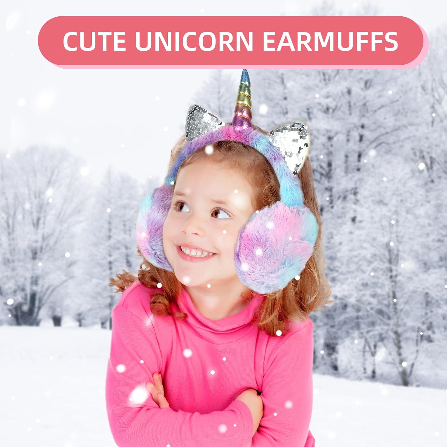 Ear Muffs for Kids Unicorn Earmuffs Winter Cute Ear Warmers Soft Plush Ear Covers for Cold Weather Women Kids Girls - Image 6