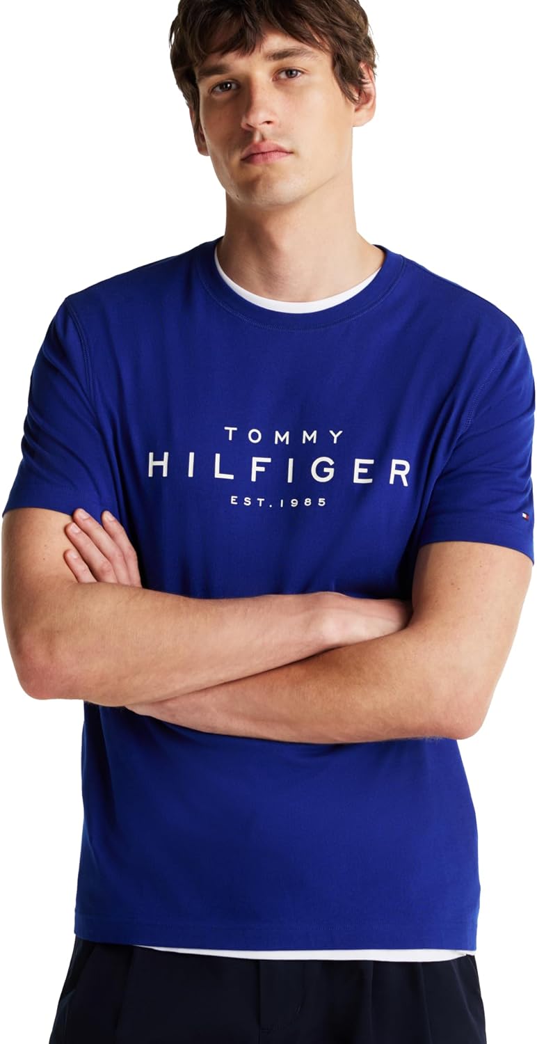 Tommy Hilfiger Men's Short Sleeve Cotton Graphic T-Shirt with Printed Logo, Also Available in Big & Tall