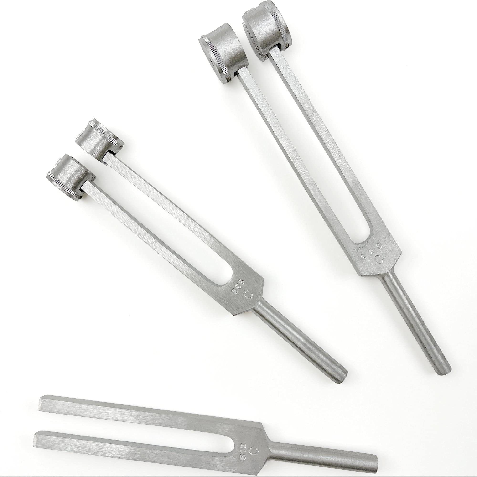 Medical Grade Aluminum Alloy Sensory Tuning Fork with Fixed Weights, Non Magnetic, One Each of C 128, C 256, C 512 Tuning Forks, 3 Pcs