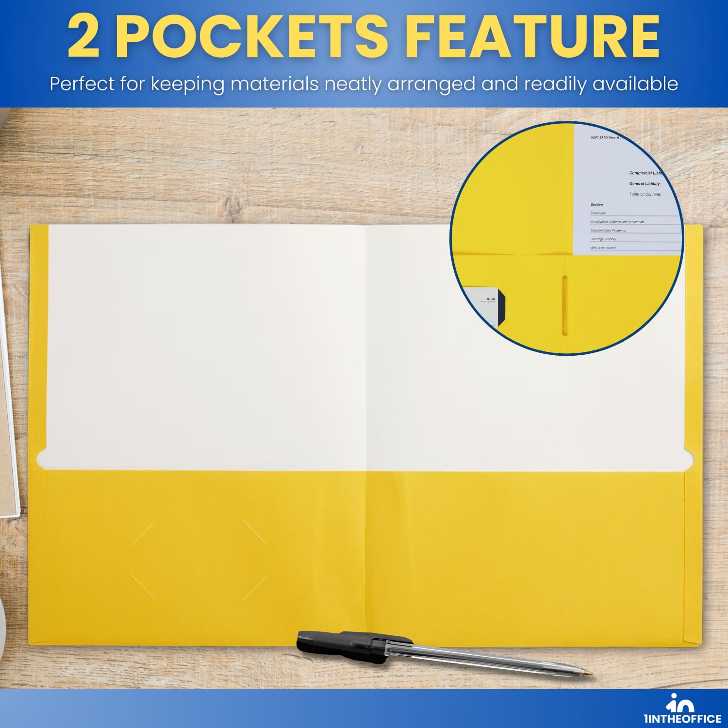 UOFFICE 100-Pack Soft Yellow File Folders, Letter Size For Office, School & Home Organization
