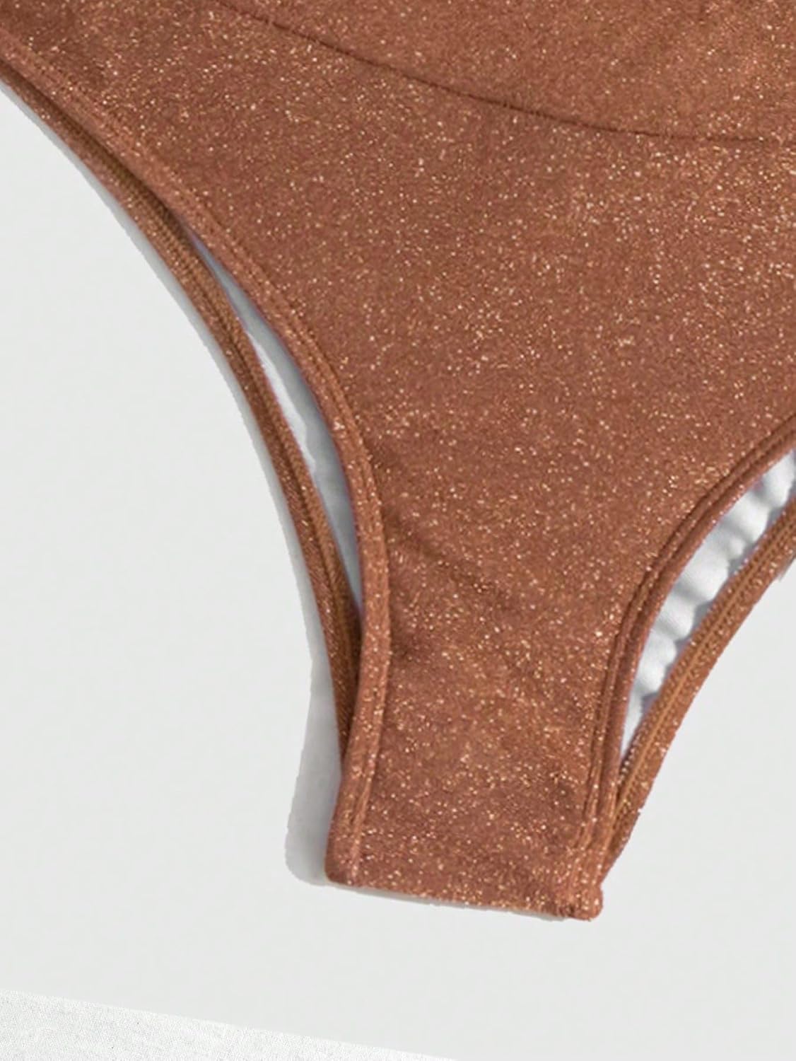 SweatyRocks Women's Solid V Neck High Waist Bikini Set Summer Sparkly Two Piece Bathing Suit - Image 5