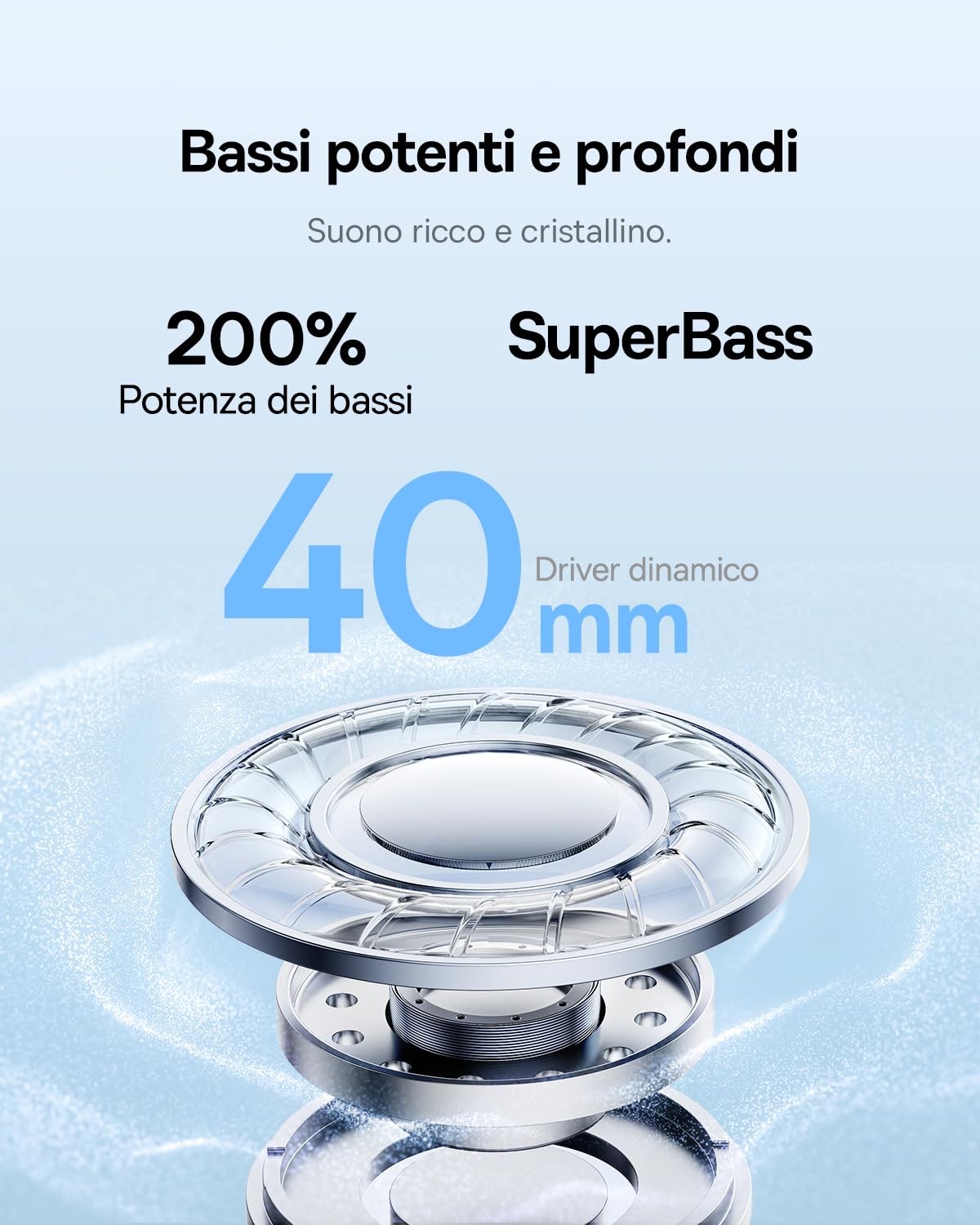 Baseus BH1 Lite Cuffie Bluetooth Over-Ear, Leggere e Comode Cuffie Wireless con Suono Cristallino, Driver Dinamici da 40 mm, Fino a 80 Ore di Autonomia, Bluetooth 6.0 – Nero Interstellare