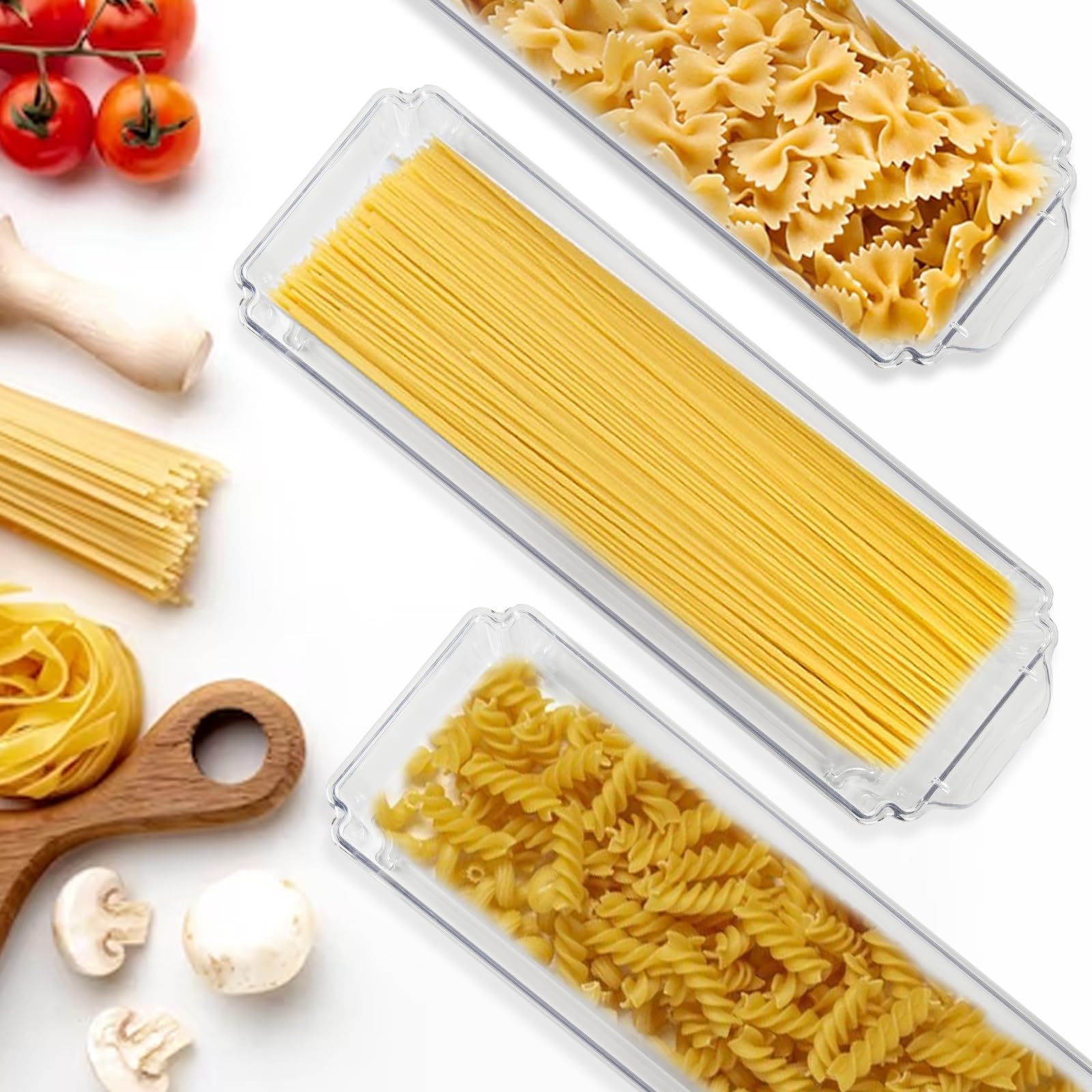 Spaghetti Storage Rurunklee Clear Rectangular Pasta Storage Container ...