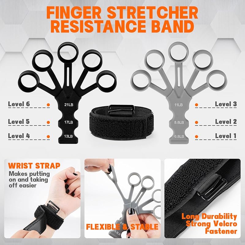 GIOVARA Kézfeszítő Erősítő 6 Részes Állítható Ellenállás Tréner Sportolók Edzéséhez