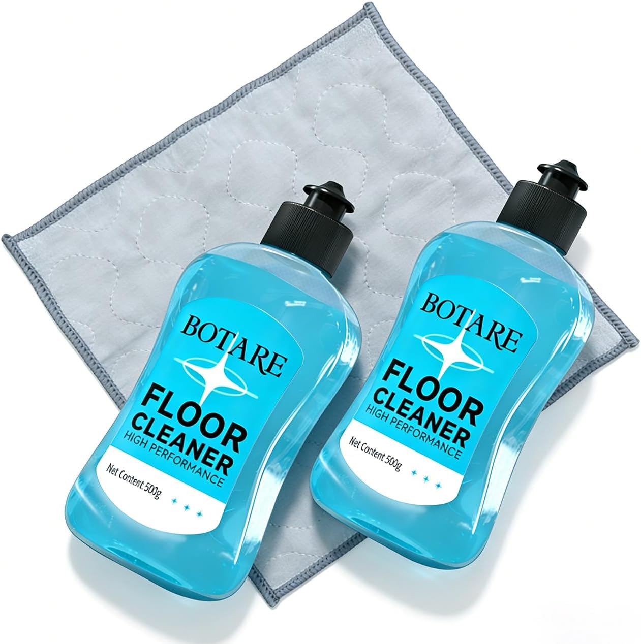 Floor Cleaner Liquid for Mopping, Household Deep Cleaning Solution for Wood,Hardwood,Tile,Laminate,Marble & Porcelain & Bathroom,Ocean Scent,17.6 Fl Oz Each(2 Bottles+1 Cleaning Cloth)