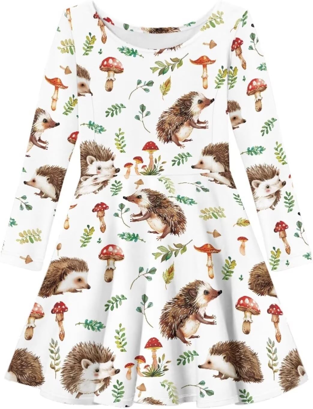 PinUp Angel Girl Long Sleeve Dress Cute Graphic Comfortable Casual Swing Flowy Twirly Dress for Kids