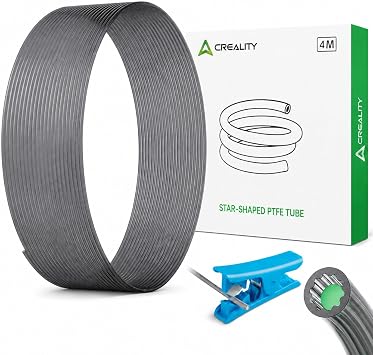 Creality PTFE Tube 4M for 1.75mm Filament, Low-Friction Star-Shaped Inner Channel Bowden Tube, High Temperature PTFE Tubing up to 260C, 3D Printer Accessories with Tube Cutter for FDM Printers