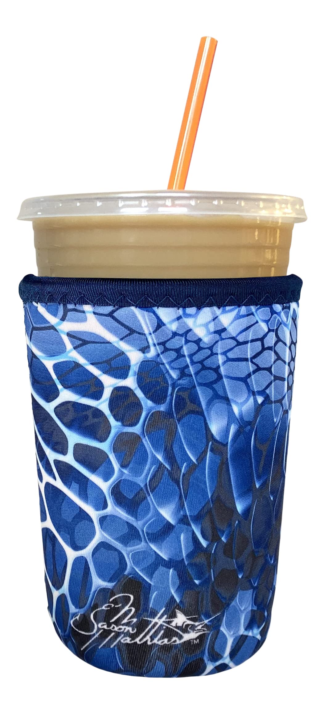 Iced Coffee Sleeve, Insulated Neoprene Cup Sleeve, Fits a 24 Oz. Coffee Cup, Washable and Reusable, Iced Coffee Accessories, Medium Blue Aquatint by Jason Mathias