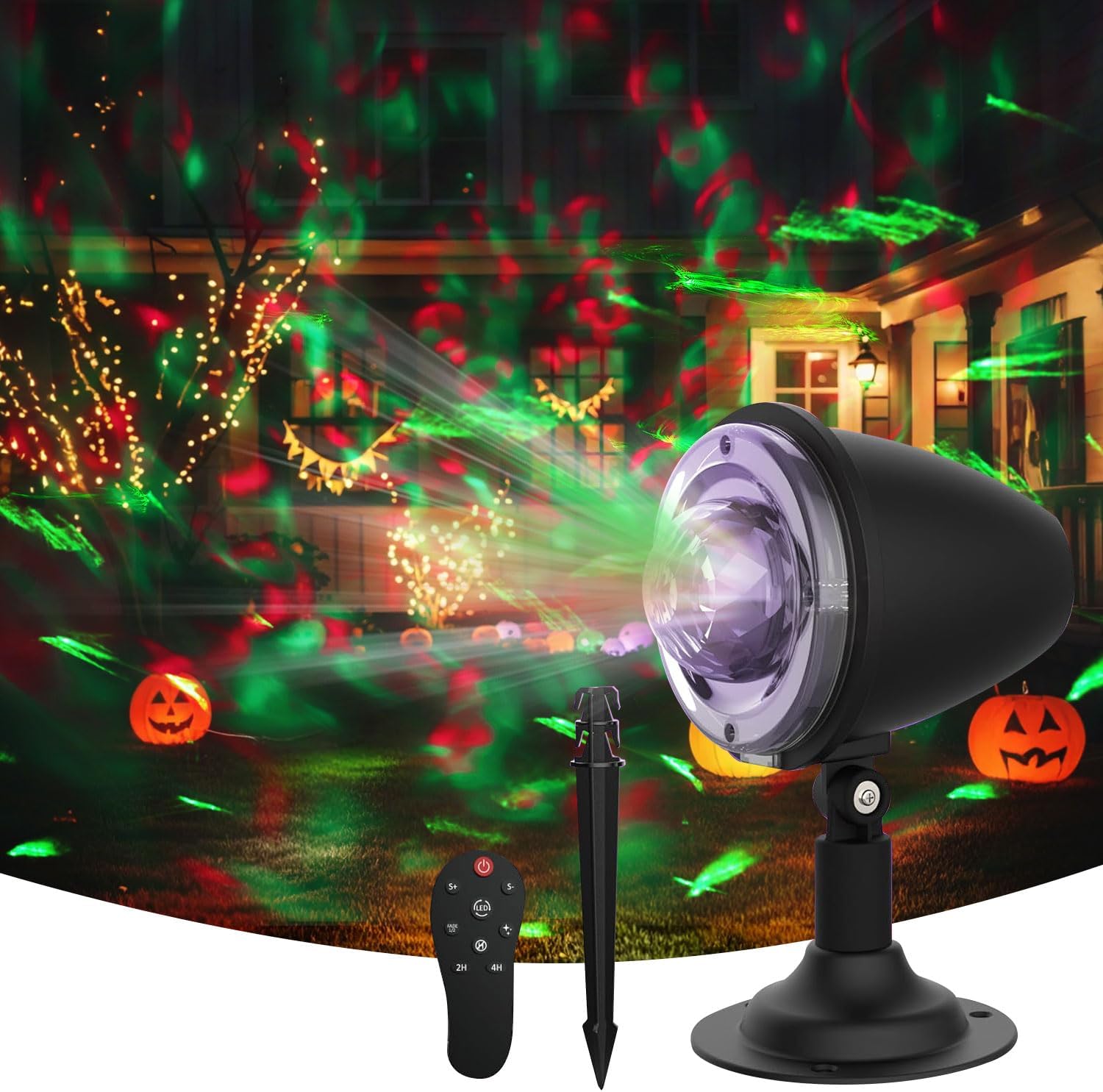 Halloween Laser Projector Lights,Rusoso Outdoor Christmas,LED Projector Light Ocean Wave with 10 Color Effect,Waterproof Effect with Remote,for Party Garden Kids House Bedroom Holiday Landscape Decor
