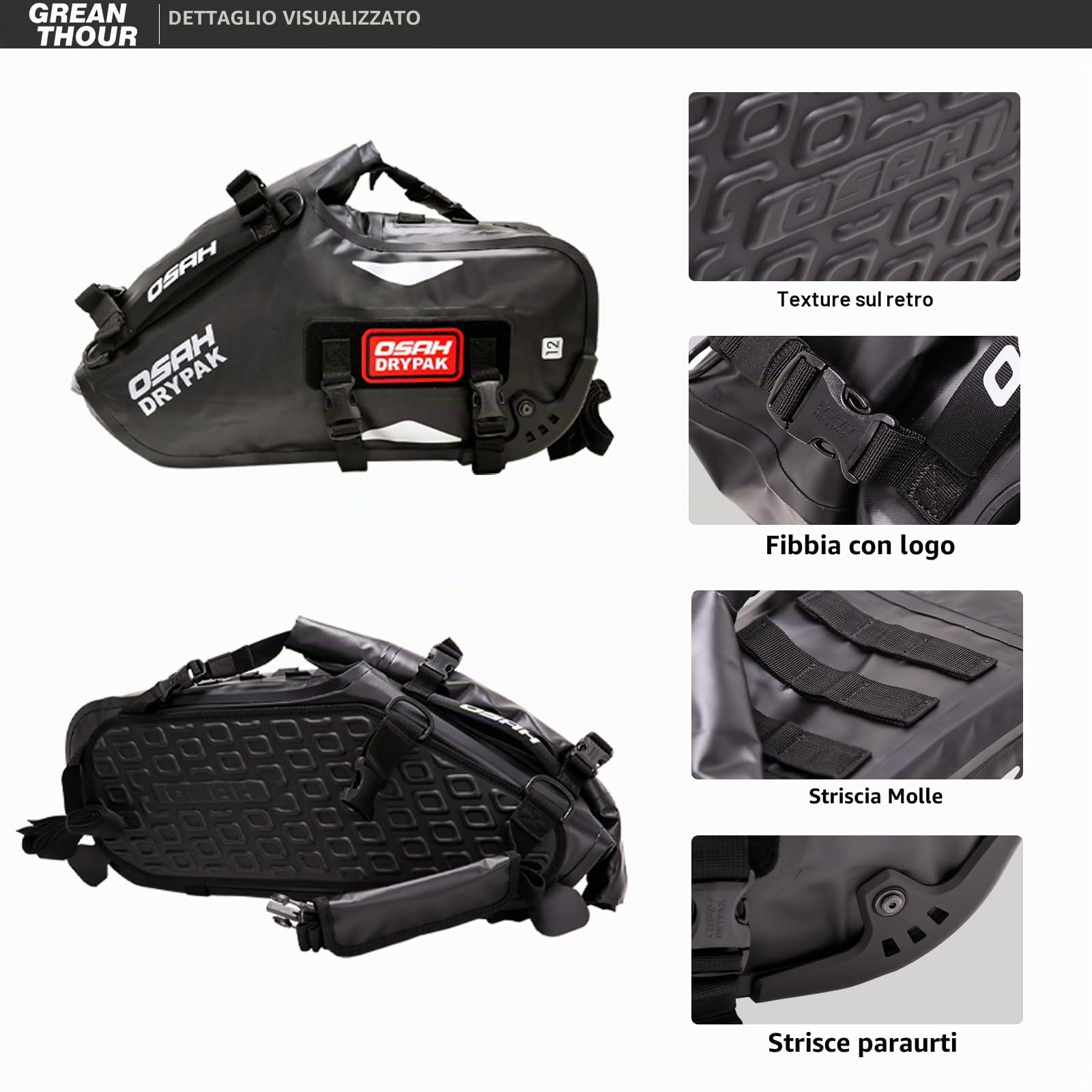 Borse da moto impermeabili e resistenti, bagagli da viaggio asciutti, borse laterali antivibrazioni con grande capacità (24L), adatte alla maggior parte dei portapacchi da avventura, 1 paio