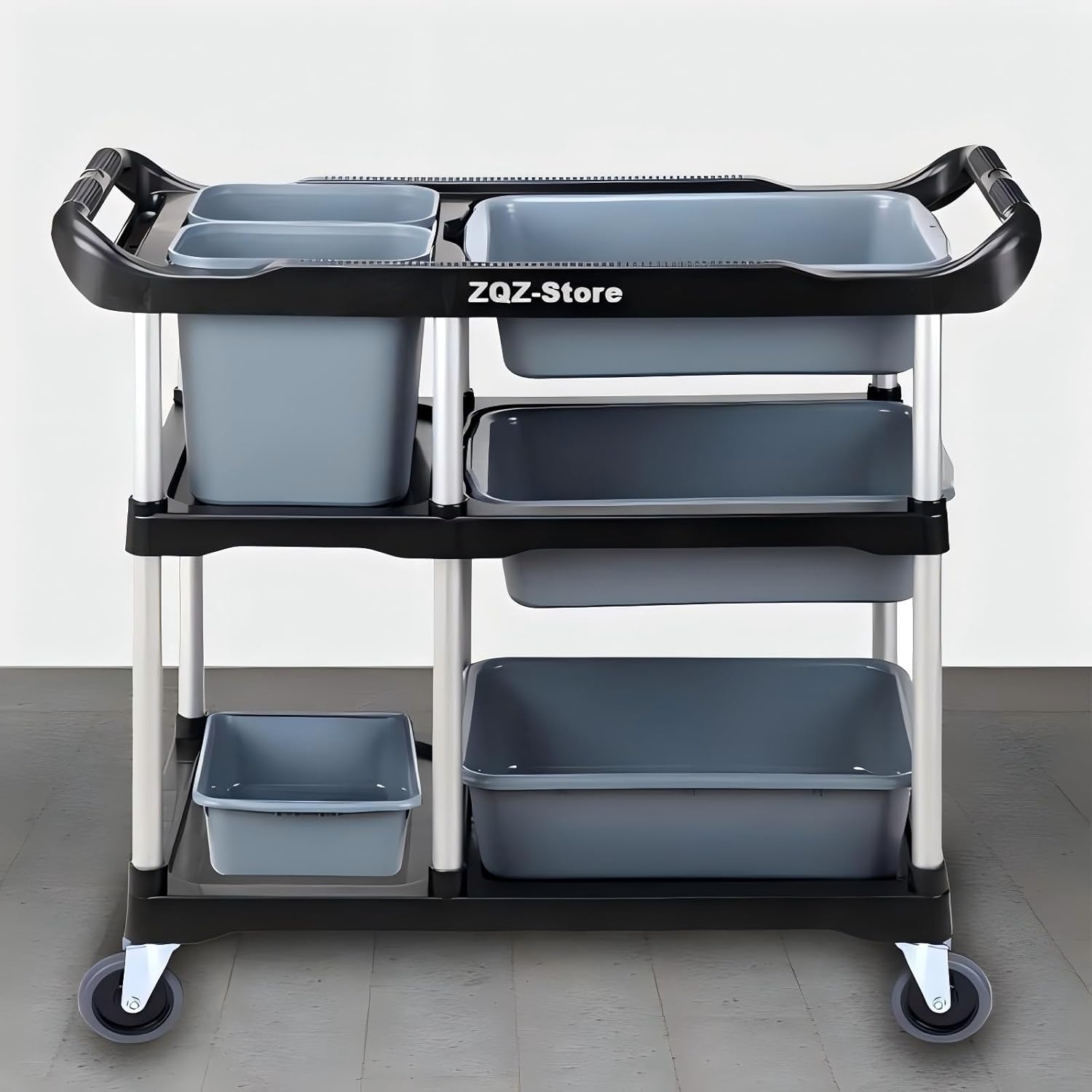 ZQZ-Store 3 Tier Heavy Duty Commercial Grade Utility Cart with Wheels, Storage Cart Multi-Function Mobile Shelving Unit Organizer for Hotel, Restaurant, Kitchen, Bedroom, Laundry Room