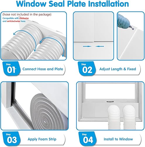 Miniatura 8 de Air Jade Kit de sellado de ventana de aire acondicionado portátil de doble manguera, kit de ventilación de ventana de CA para aire acondicionado