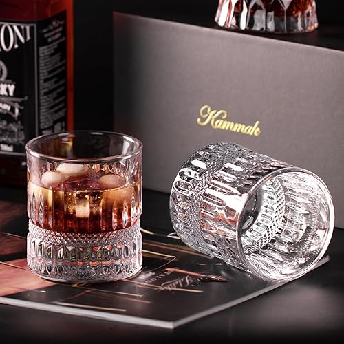 Miniatura 3 de KAMMAK Juego de 2 vasos de whisky, 7.05 onzas, vasos Old Fashioned para whisky escocés, cócteles, ron, vodka en bar y regalos de fiesta para