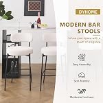 DYHOME Bar Stools Set of 3, White 28 Inches Counter Height Bar Stools,Upholstered Boucle Barstools with Back, Mid-Century Modern Bar Chairs for Kitchen Island, Dining Room, Christmas