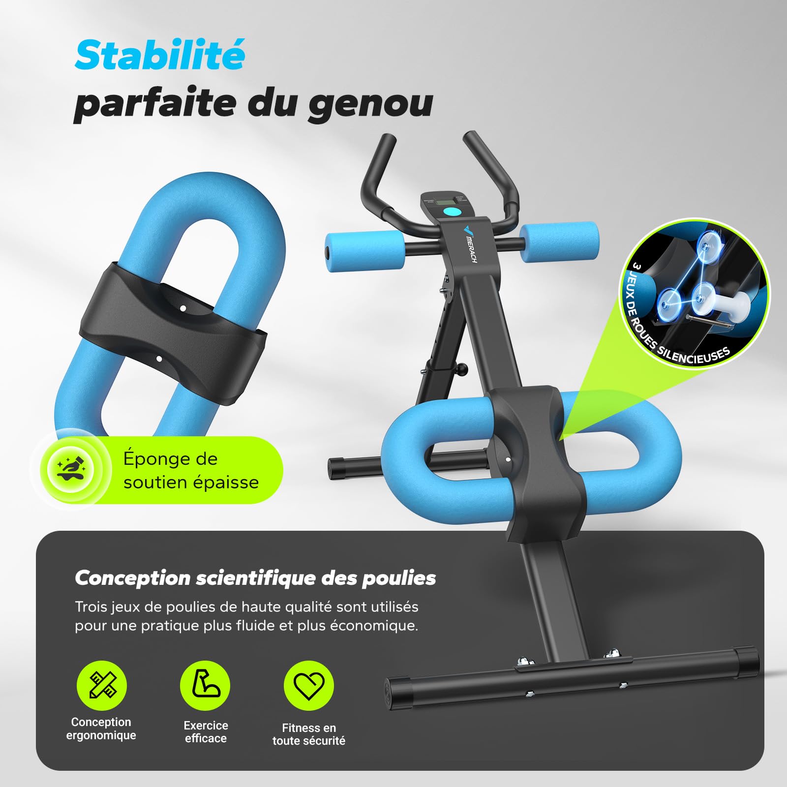 MERACH Entraîneur Abdominal, entraîneur de Muscles abdominaux pour la Maison, Appareil d'entraînement Multifonctionnel pour l'entraînement Complet du Corps, Machine Abdominale avec Moniteur LCD