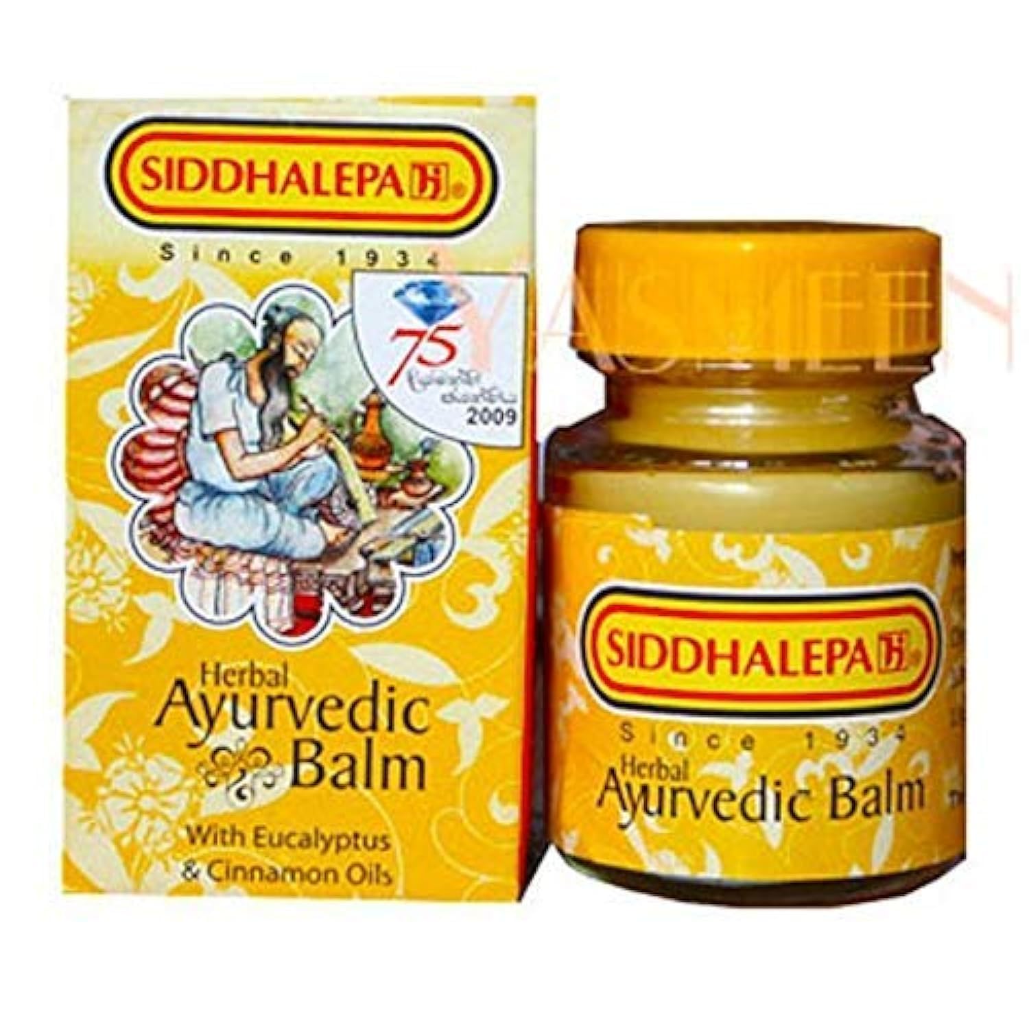 3 x SIDDHALEPA Ayurveda Ayurvedic Herbal Balm Pain Cold Flu Headaches Relief 25gm Each(3 Pieces)