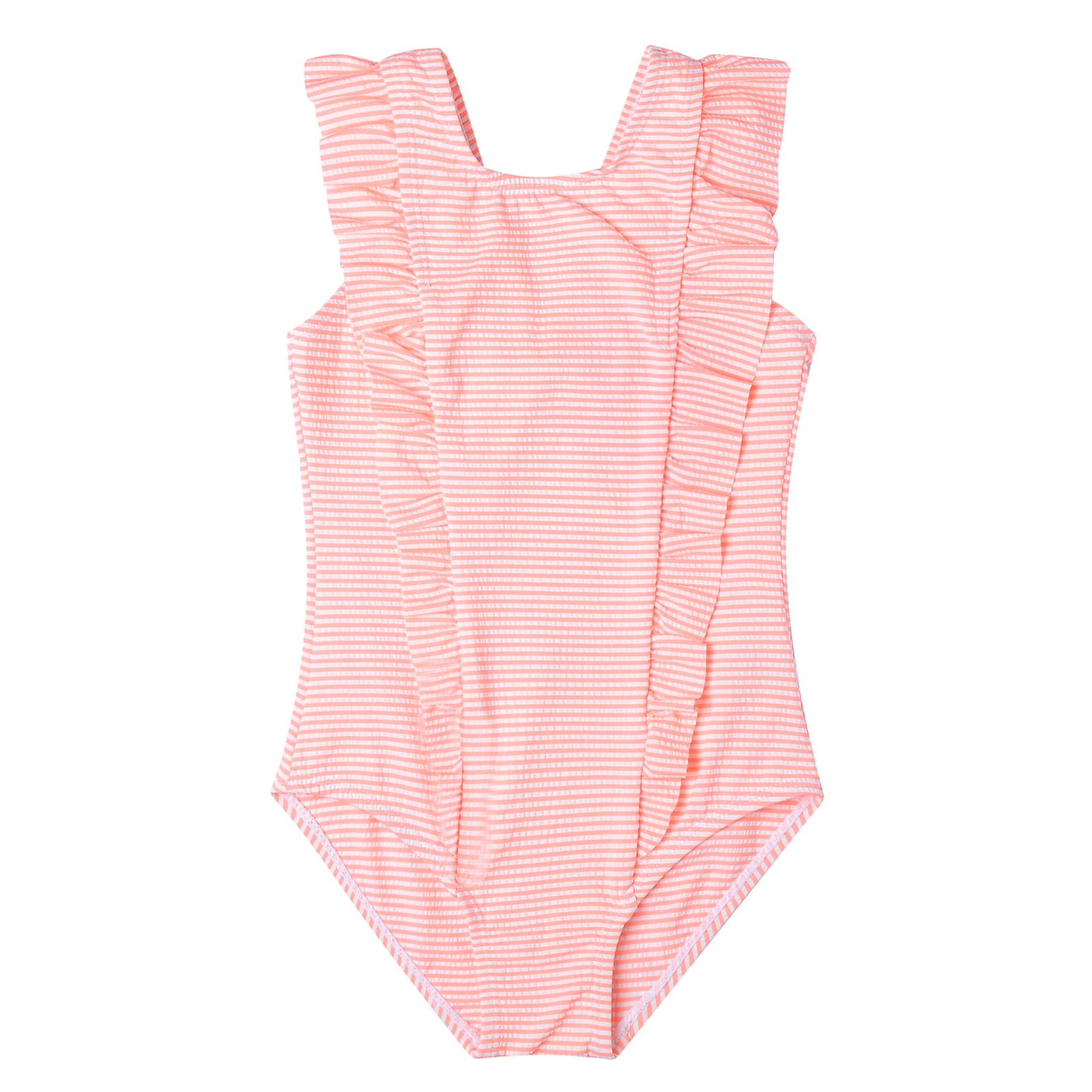 LIZENS Girls Swimsuit Kids Scalloped One Piece Ruffle Swimsuit Girls Swimwear Print