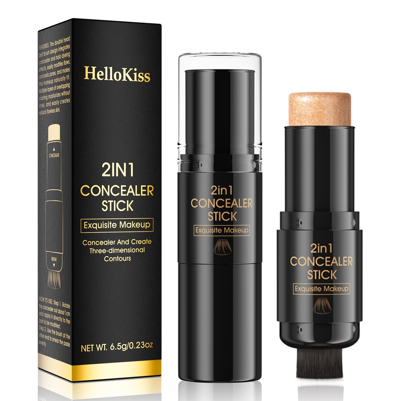 2-in-1 Dual Contour Stick, Cream Bronzer Makeup for Cheeks Nose Jawline Long Lasting Waterproof Blendable Stick