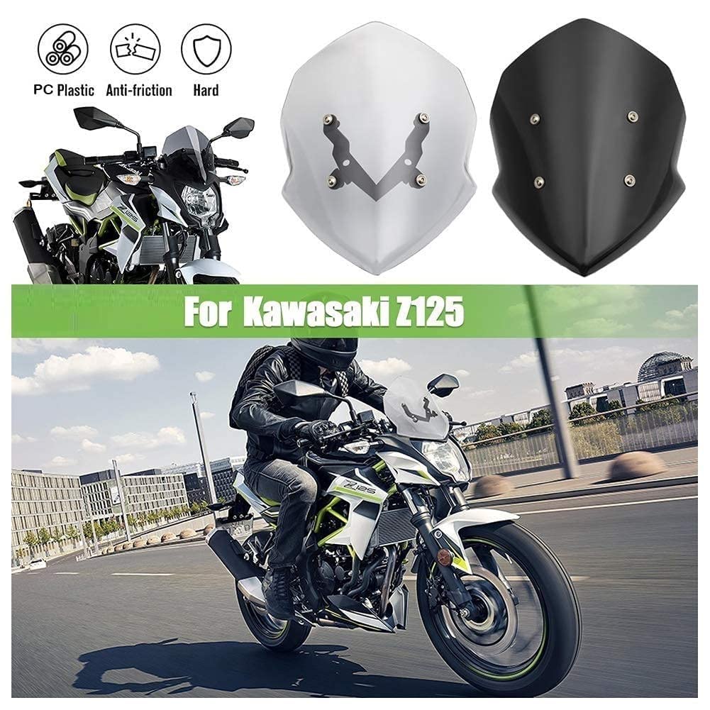 TAZGANTAX Déflecteur De Vent Double Bulle Pare-Brise Moto Z125 - Compatible 2019-2023 (Fumée)