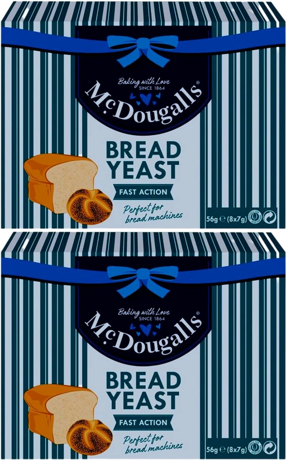 Pack of 2 Dried Yeast McDougalls Fast Action Sachets 8 x 7g Perfect
