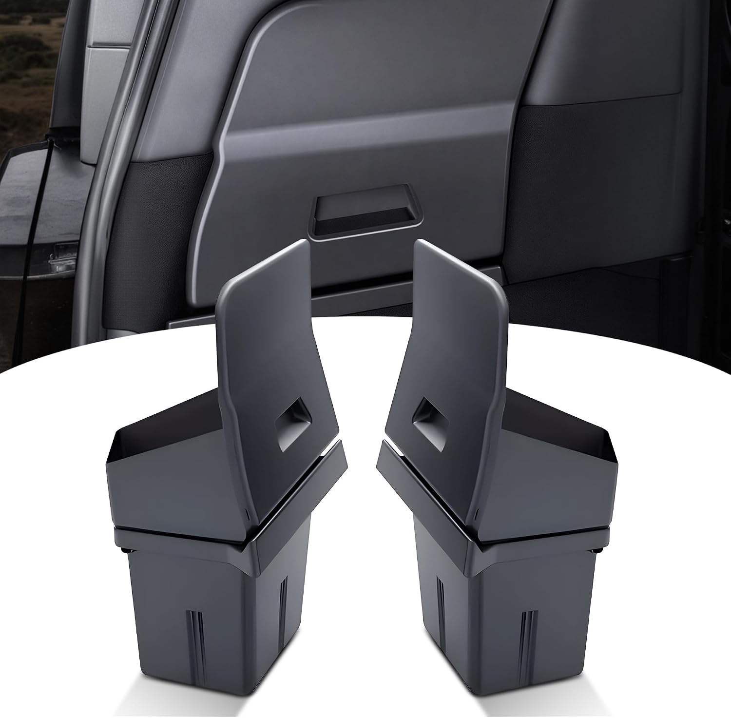 Trunk Storage Bins Fit for 2020-2024 Model Y 5-Seater (Production in New York), Upper and Lower 2 Tier Waterproof Rear Trunk Storage Bins Side Box (NOTE:Please check the car model)