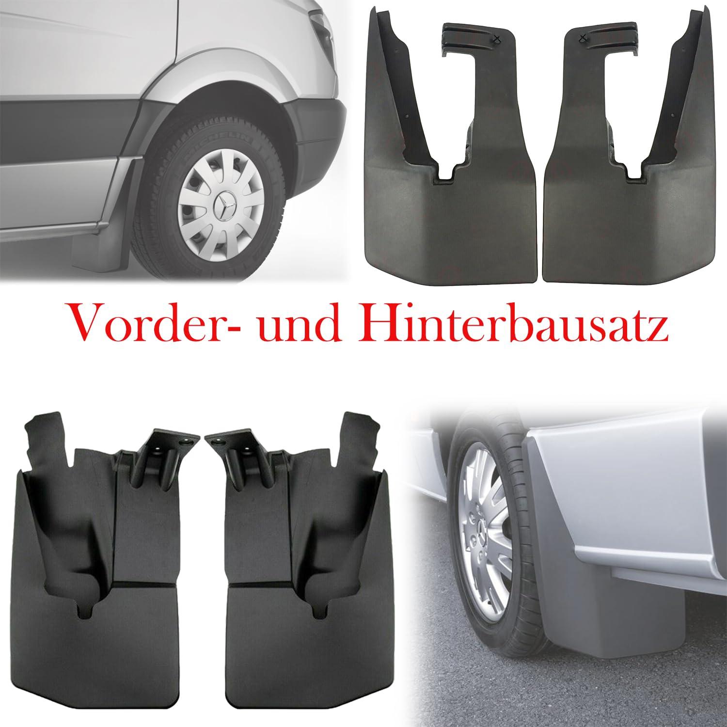 Generisch 4X Schmutzfänger Für M-ercedes Sprinter 906 Spritzschutz Schwarz Gummi Links+Rechts Vorne+Hinten 9068820004/9068820204