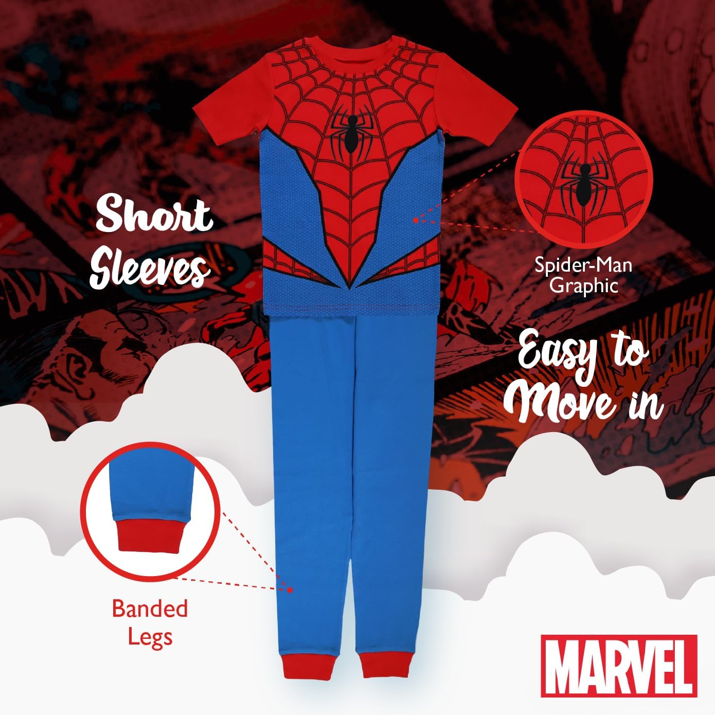 Marvel boys 2-piece Snug-fit Cotton Holiday Pajama Set, Soft & Cute for Kids - Image 5