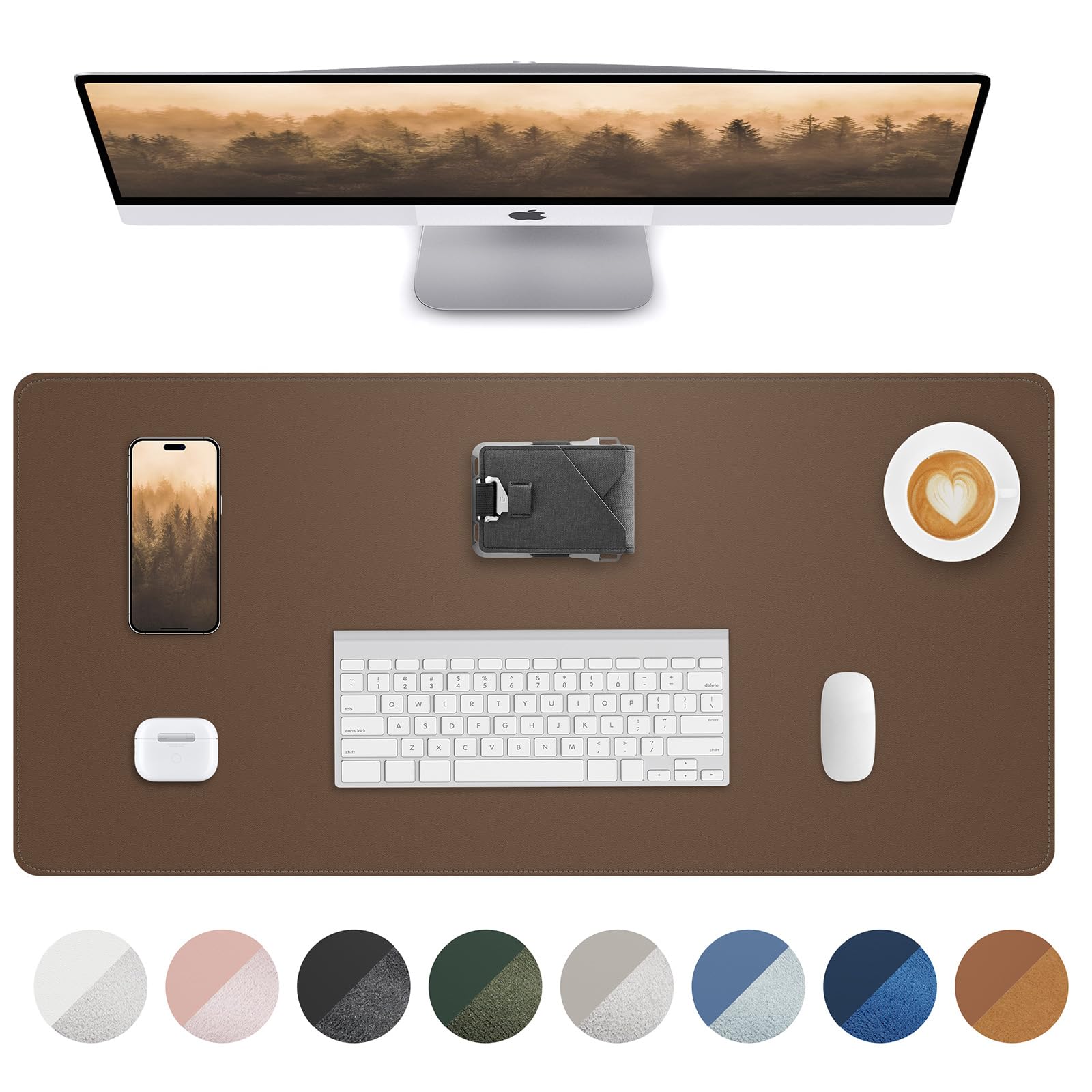 Leather Desk mat Protector,Mouse Mat,Non-Slip PU Leather Desk Blotter,Laptop Desk Pad,Waterproof Desk Cover mat for Office and Home (80 x 40,Dark Khaki) — image 1