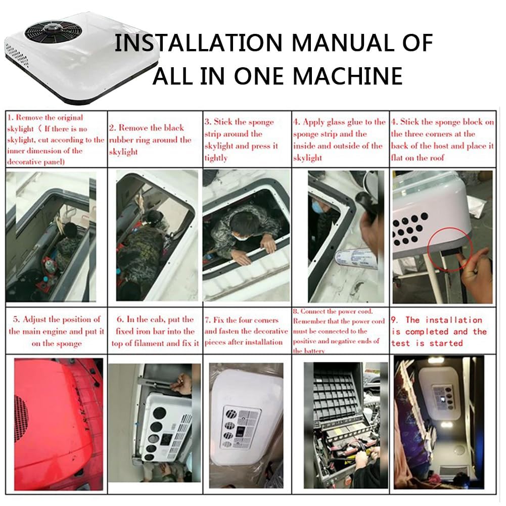 Condizionatore d'Aria CC 12v/24v, Condizionatore d'Aria per Camper 12v, unità CC sul Tetto, per Camion, Camper, Barca, Camper, Rimorchio da Viaggio, Bianco(Size:24V)